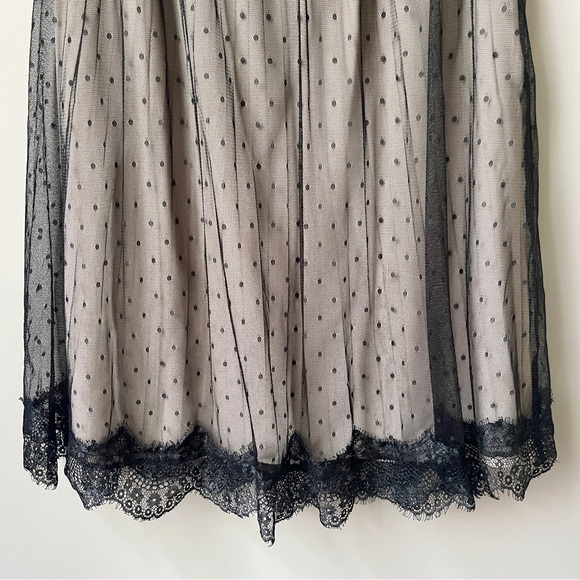 Ballet Midi Skirt Women's 12 Black Tan Mesh Lace Polka Dot Mesh Classic Pleated - Picture 6 of 12